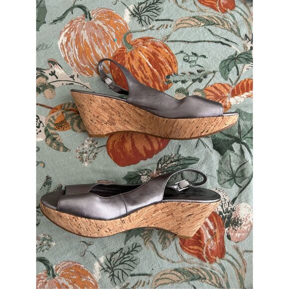 Calvin Klein Heidy Platform Cork Wedge Heels, Slingback Pumps, Sz 8.5 - Picture 3 of 11